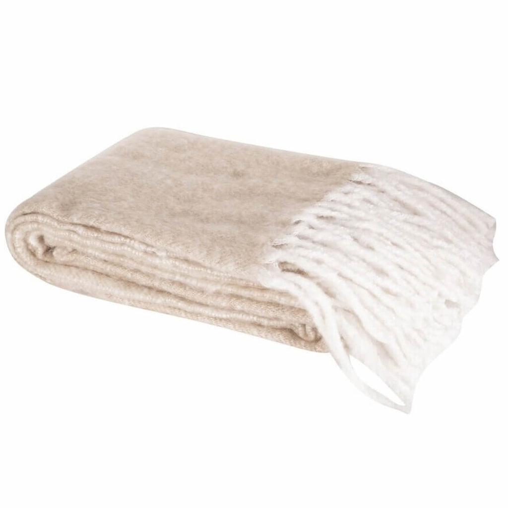 Monroe Plaid med frynser sand 130 x 160