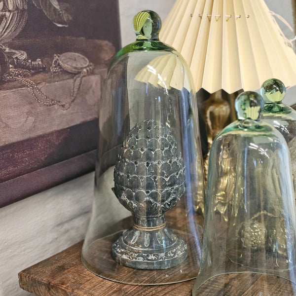 Vintage Planteklokke grøn glas stor
