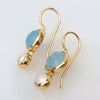 Primrose forgyldte Øreringe med perle & aqua chalcedon