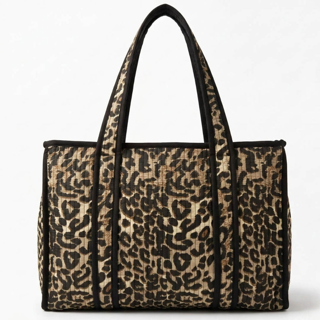 Holiday quiltet Shopper Taske leopard print