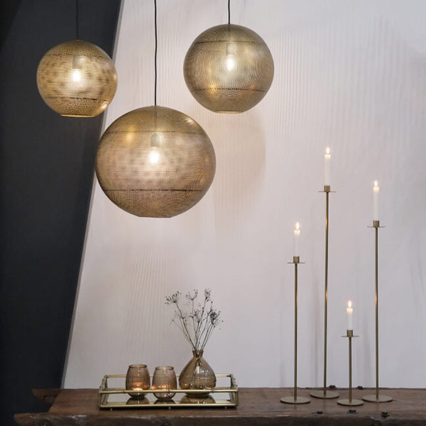 Rund loftlampe mat messing 30 cm sæt