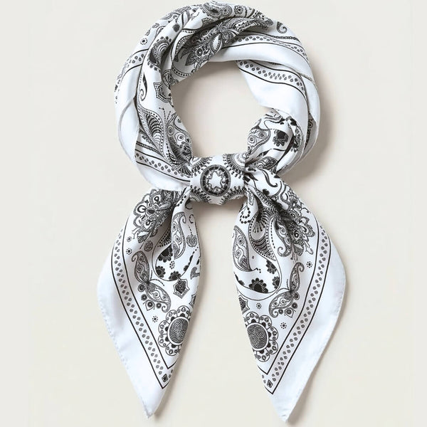 Silky bandana Tørklæde satin sort hvid