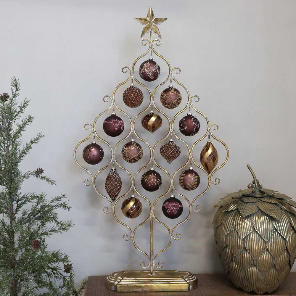 Stativ til julekugler med topstjerne antique messing