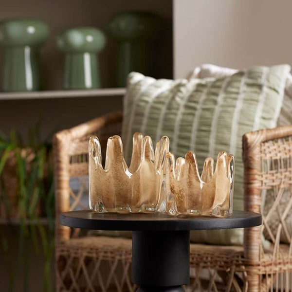 Ayla stor Fyrfadsstage glas brun