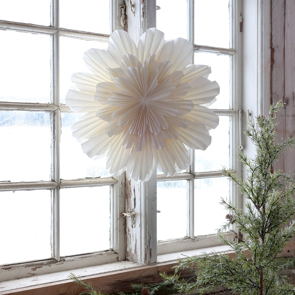 Stor Papirstjerne cremehvid 40 cm