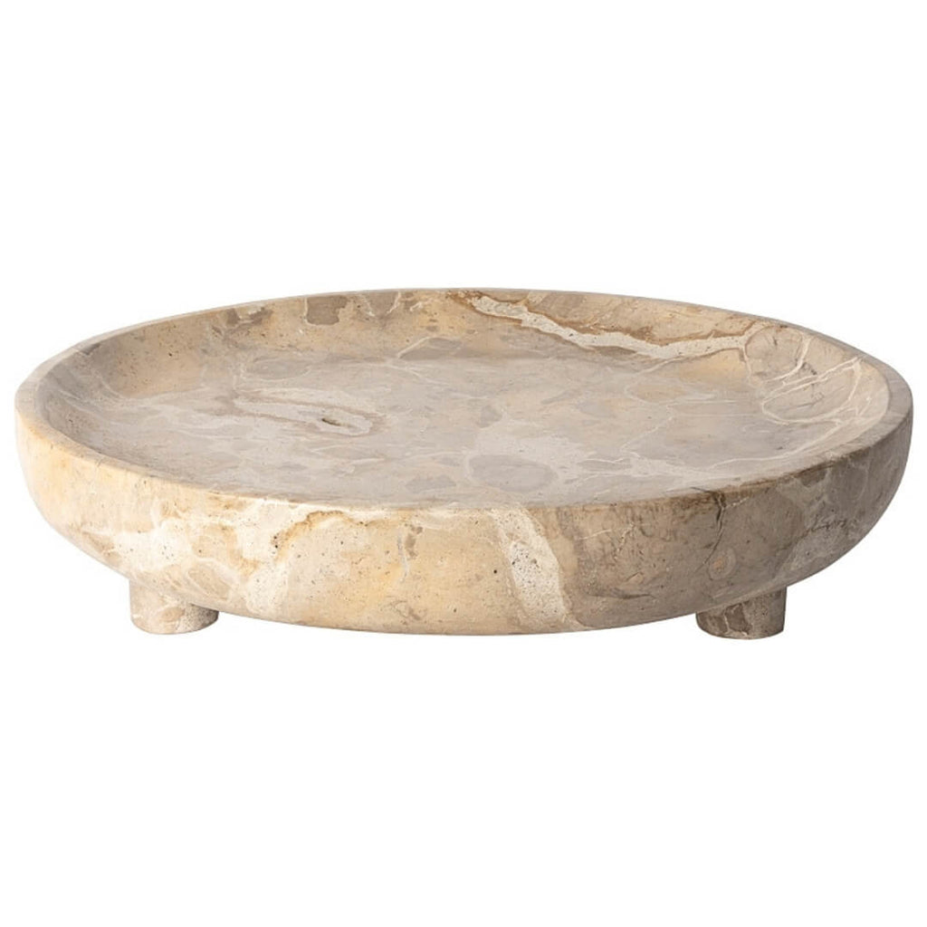 Stor Marmor Skål på fødder beige