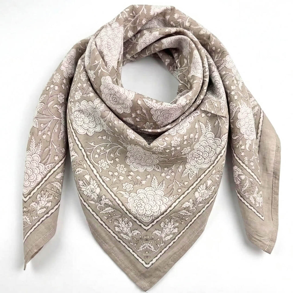 Summer bomuld Tørklæde blomster taupe