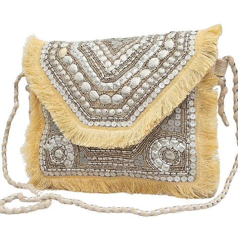 Tropez Clutch med perlebroderi & Frynser
