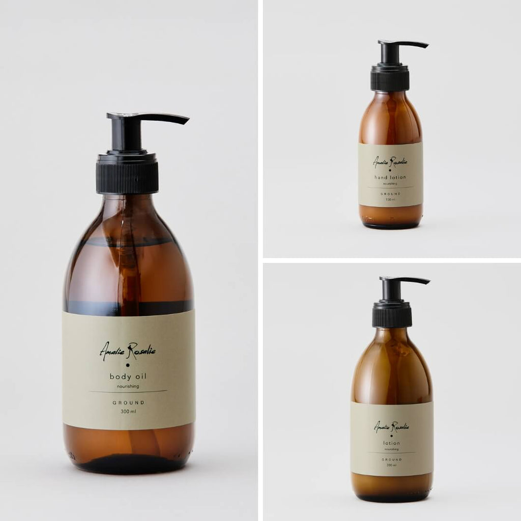 Ground body oil, hand lotion & body lotion sampak