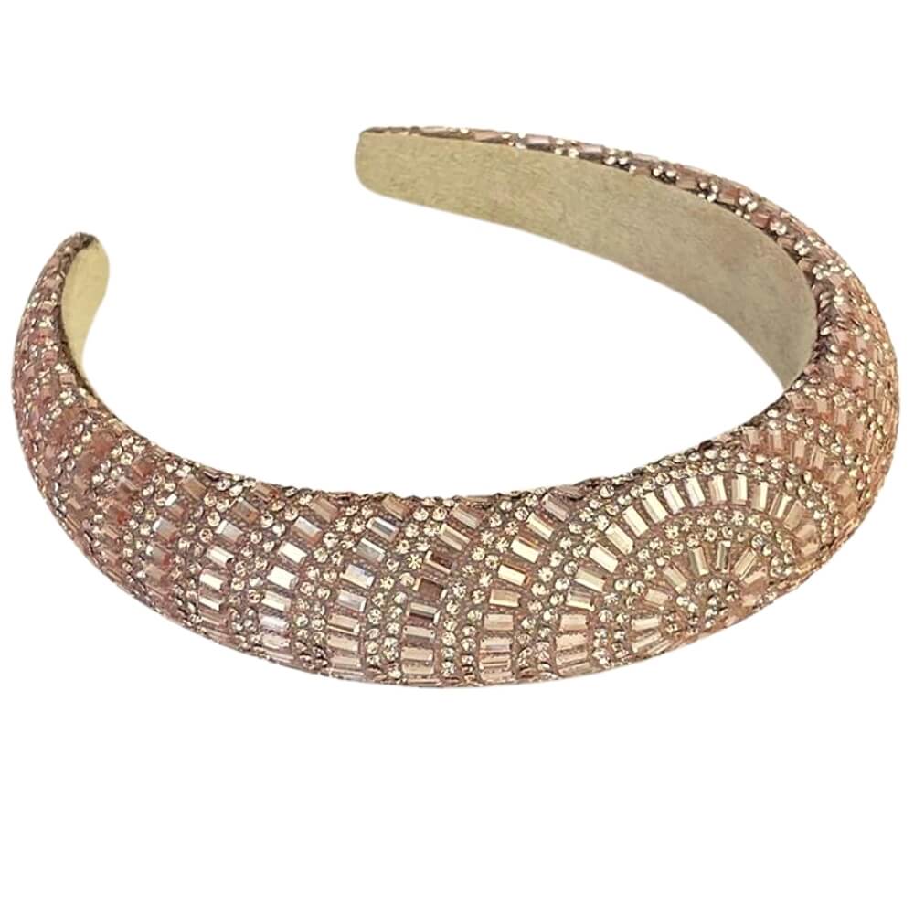 hårbøjle med sten i ferskenfarve