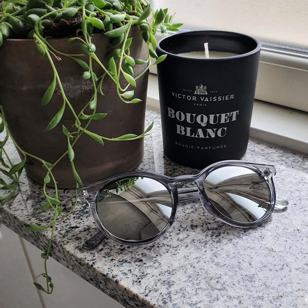 solbriller med spejlglas klar grå