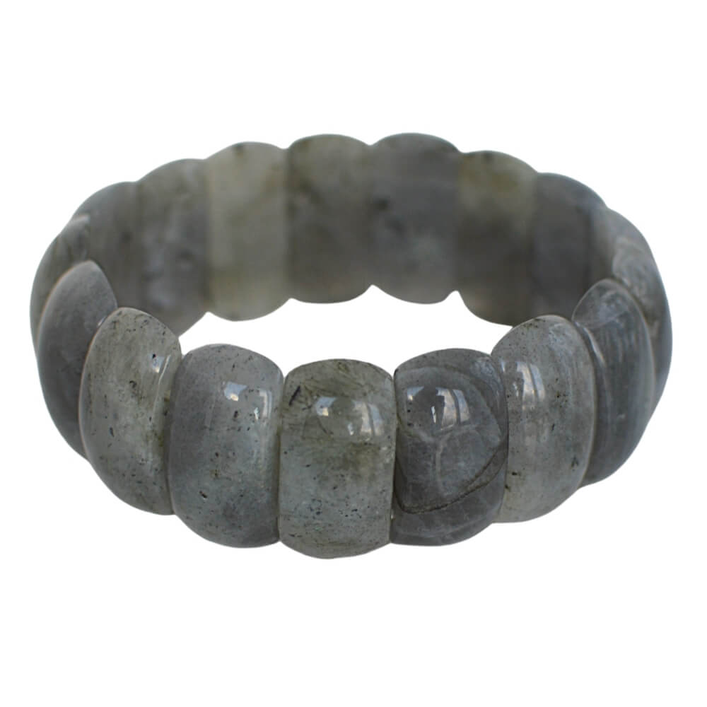 Bredt stenperle armbånd labradorit