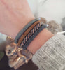 Mat grå glasperle armbånd