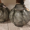 Lanterne med blade sort/grå antique zink