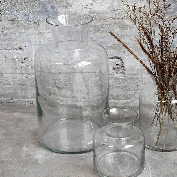 Stor vase i klart glas